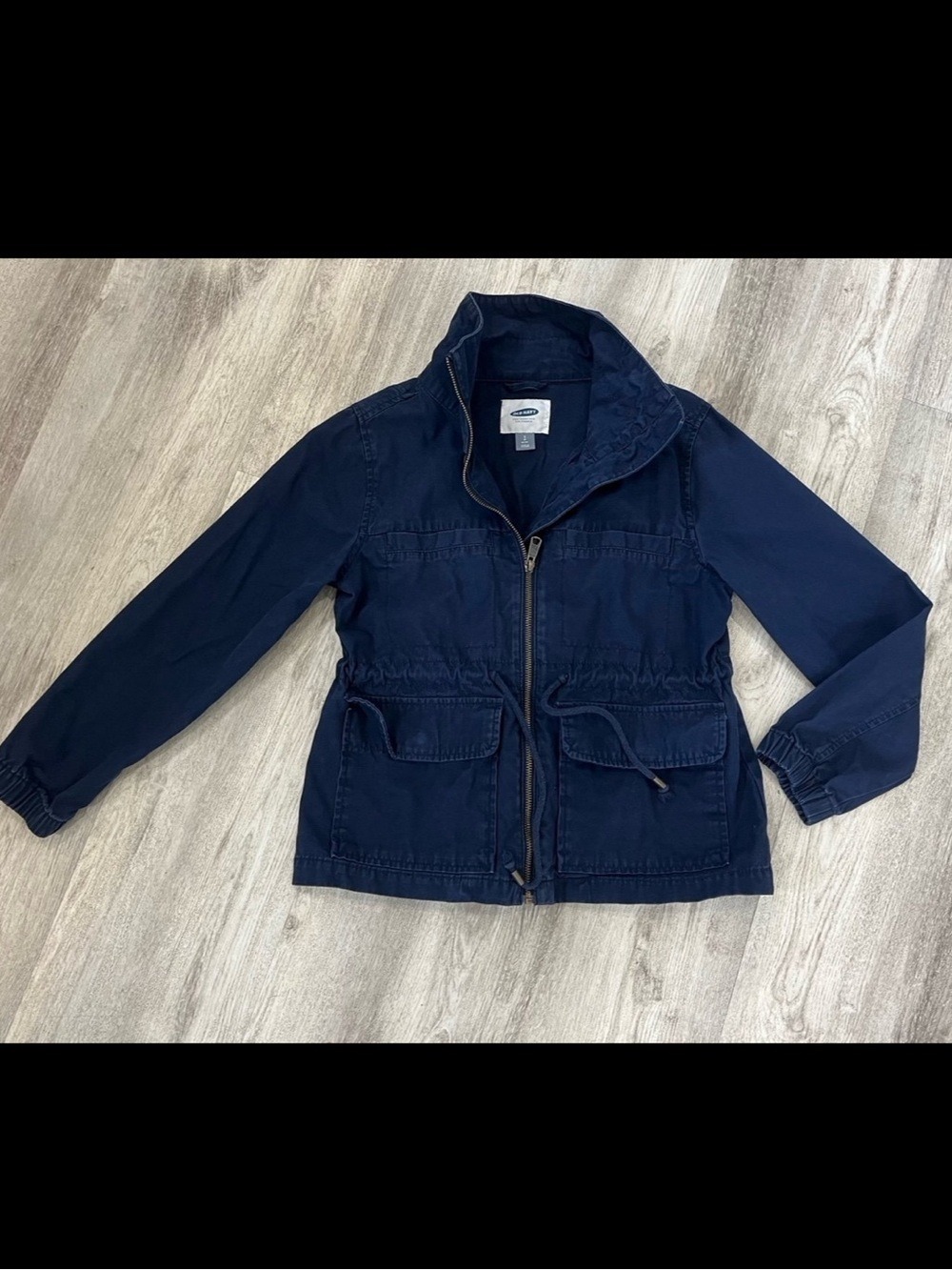 Old Navy petite small cotton navy utility jacket casual layer barn coat